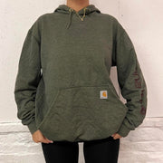 Men’s Vintage Khaki Carhartt Hoodie- M